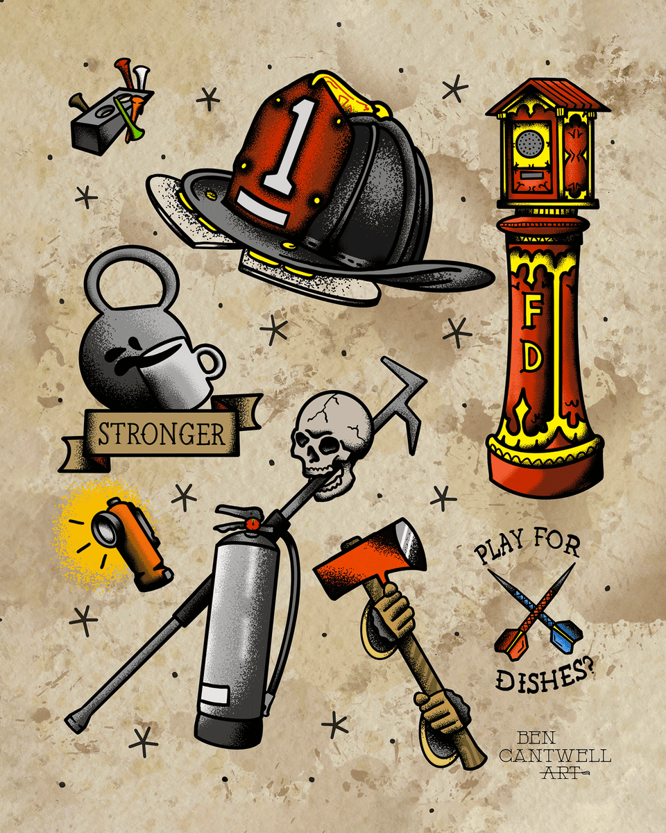 Firefighter Pin Up Girl Tattoos