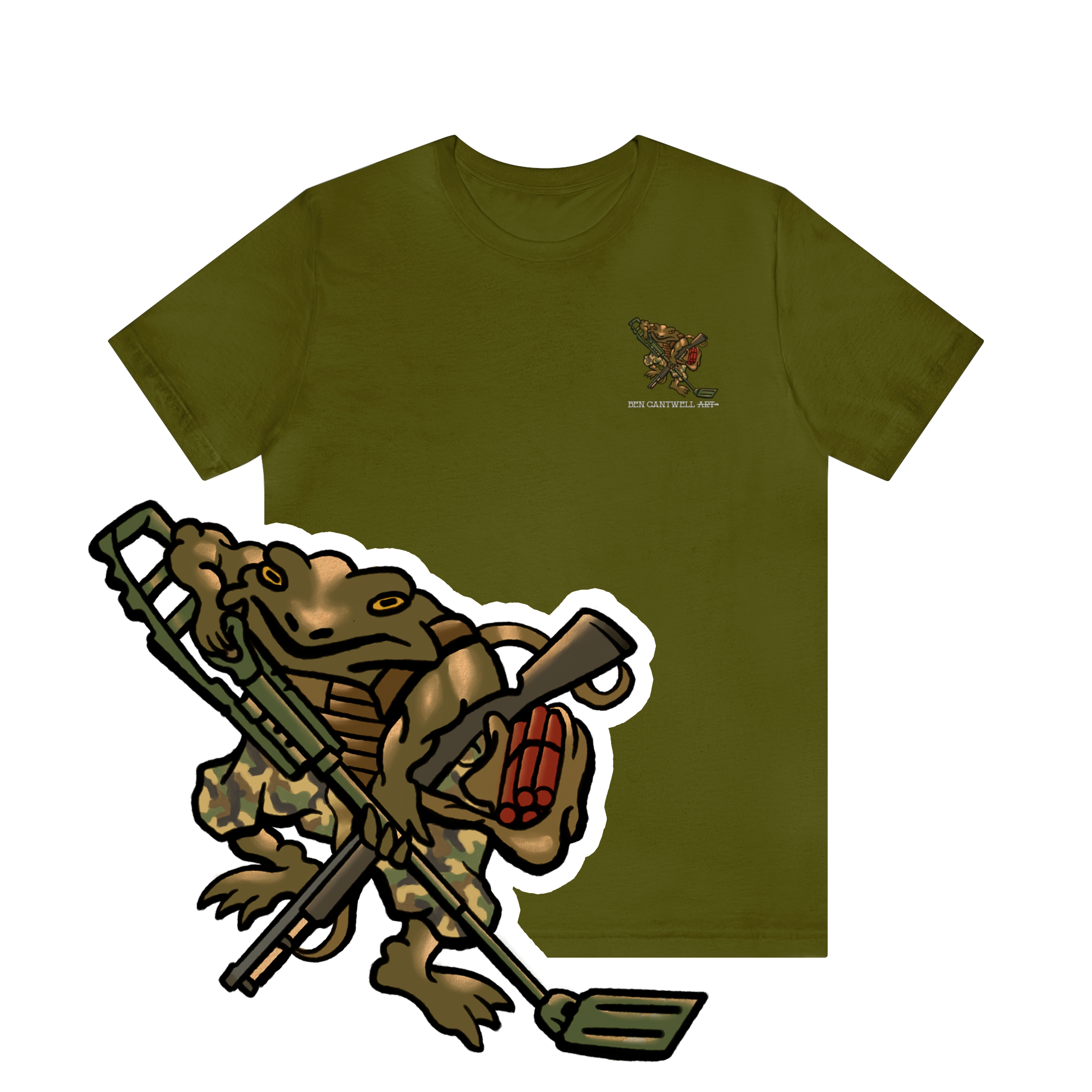 Metal Detector and Shotgun Engineer Frog - Front Print - Short Sleeve ...