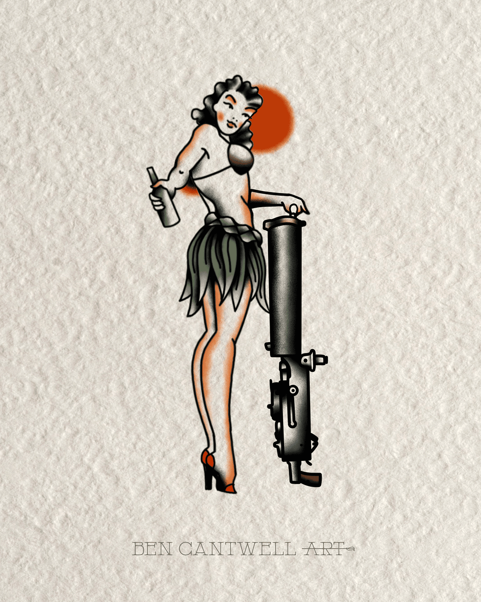 WW2 Pin-Up Girl - 1917 Machine Gun – Ben Cantwell Art