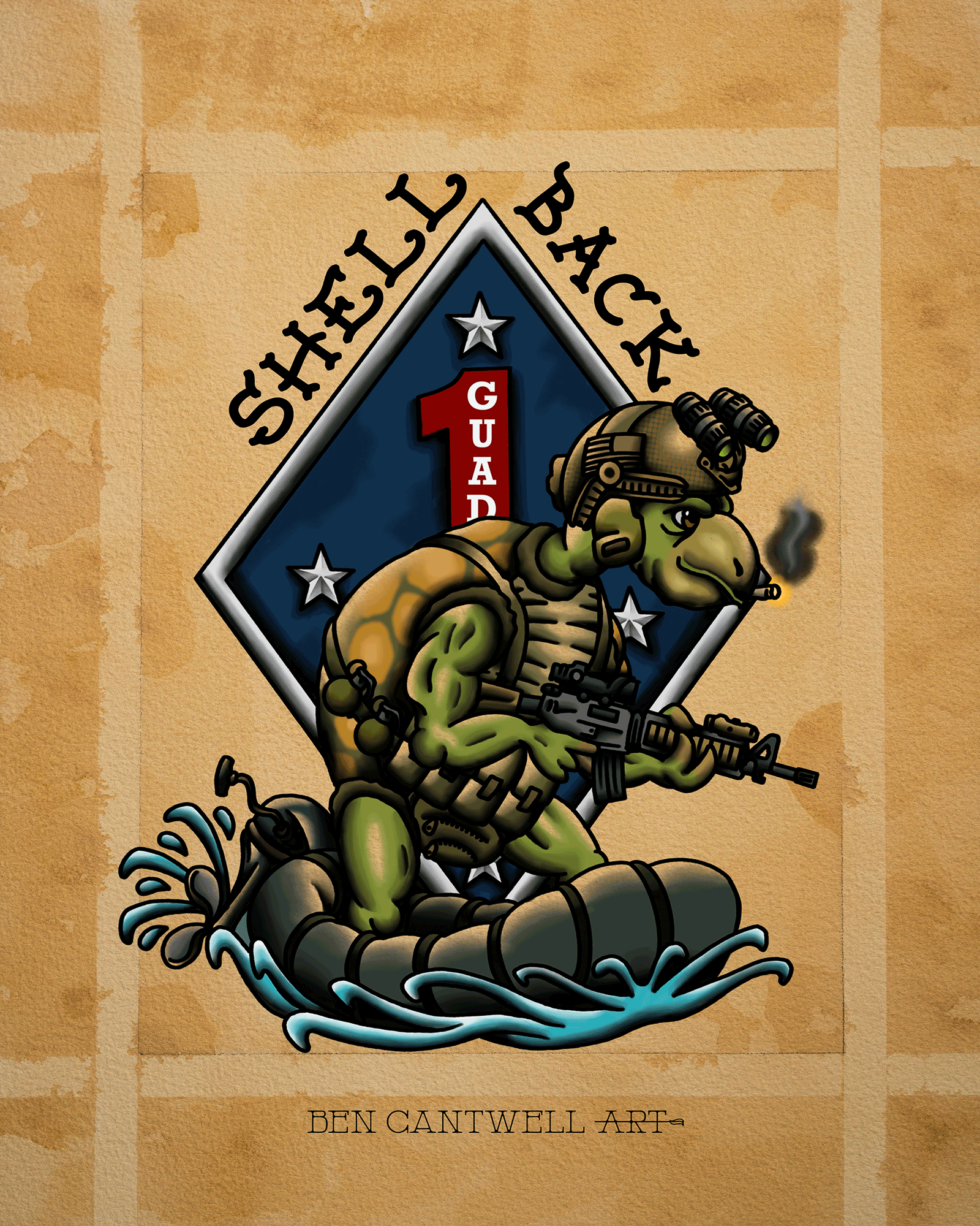 Shellback Turtle 1st Marine Division – Ben Cantwell Art